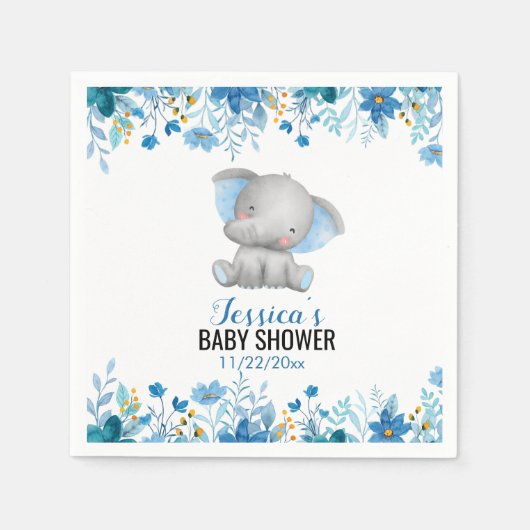 Blue Elephant Baby Boy Shower Little Peanut Party Servet (Voorkant)