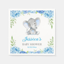 Blue Elephant Baby Boy Shower Little Peanut Party Servet