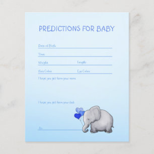 Blue Elephant Baby Boy Shower Predicted Game Flyer