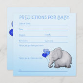 Blue Elephant Baby Boy Shower Predictions for Baby Kaart (Voorkant / Achterkant)