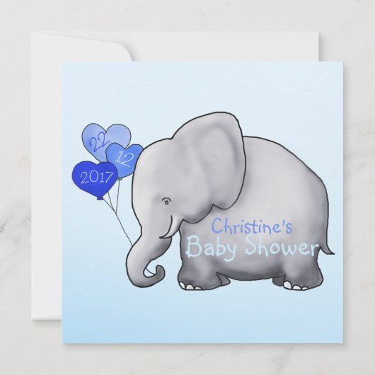 Blue Elephant Baby Boy Shower Predictions for Baby Kaart (Achterkant)