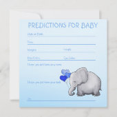 Blue Elephant Baby Boy Shower Predictions for Baby Kaart (Voorkant)