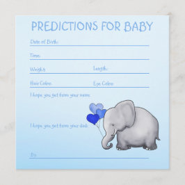 Blue Elephant Baby Boy Shower Predictions for Baby Kaart