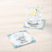 Blue Elephant Baby Boy Shower Sprinkle Birthday Kartonnen Onderzetters (Insitu)
