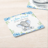 Blue Elephant Baby Boy Shower Sprinkle Birthday Kartonnen Onderzetters (Schuin)