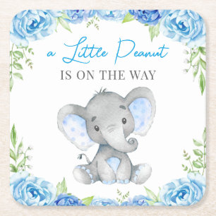 Blue Elephant Baby Boy Shower Sprinkle Birthday Kartonnen Onderzetters