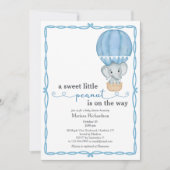 Blue Elephant Baby Boy Shower Uitnodiging (Voorkant)