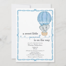Blue Elephant Baby Boy Shower Uitnodiging