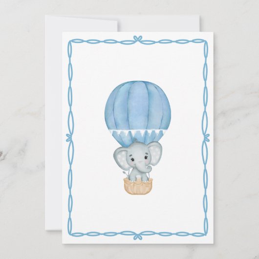 Blue Elephant Baby Boy Shower Uitnodiging (Achterkant)