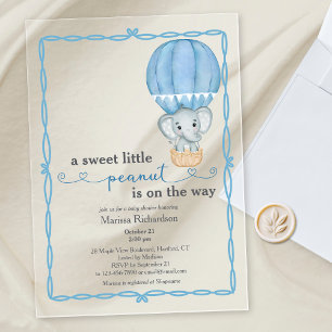 Blue Elephant Baby Boy Shower Uitnodiging