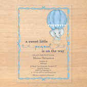 Blue Elephant Baby Boy Shower Uitnodiging (Voorkant)