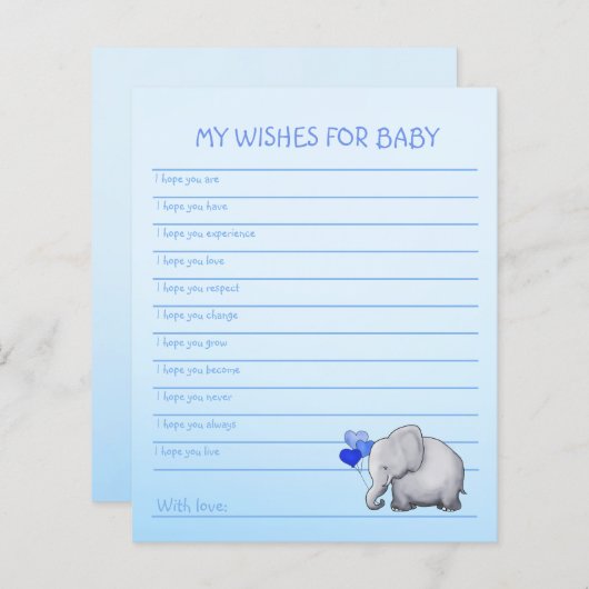 Blue Elephant Baby Boy Shower wenst Sjabloon (Voorkant / Achterkant)