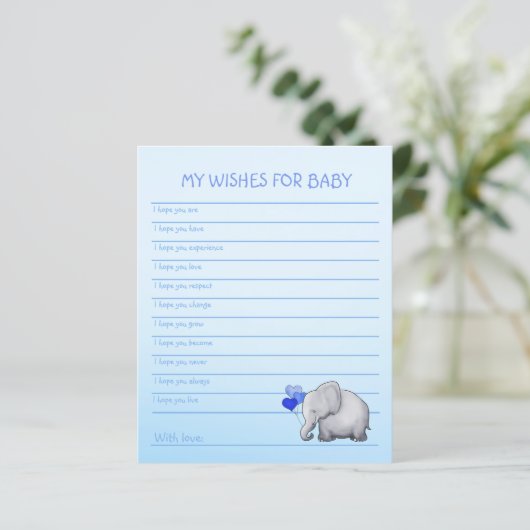 Blue Elephant Baby Boy Shower wenst Sjabloon (Staand voorkant)