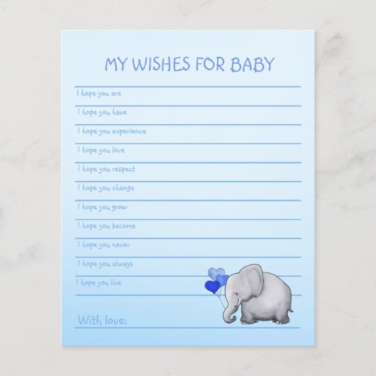 Blue Elephant Baby Boy Shower wenst Sjabloon (Voorkant)