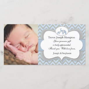 Blue Elephant Baby Hartelijk dank Bedankkaart