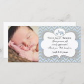 Blue Elephant Baby Hartelijk dank Bedankkaart (Voorkant / Achterkant)