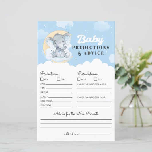Blue Elephant Baby Predication and Advice Game (Staand voorkant)