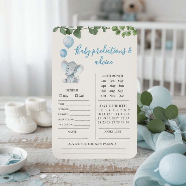 Blue Elephant Baby Predictions and Advice Card (Creator heeft geüpload)