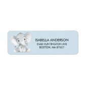 Blue Elephant Baby shower Address Label (Voorkant)