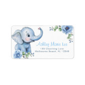 Blue Elephant Baby shower Adreslabel – Elegant Etiket (Voorkant)