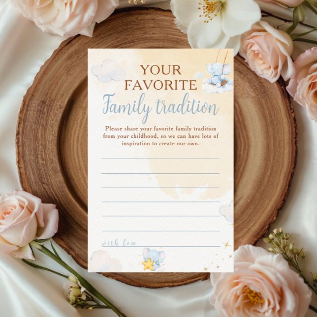 Blue Elephant Baby Shower Advice Family Tradition (Creator heeft geüpload)