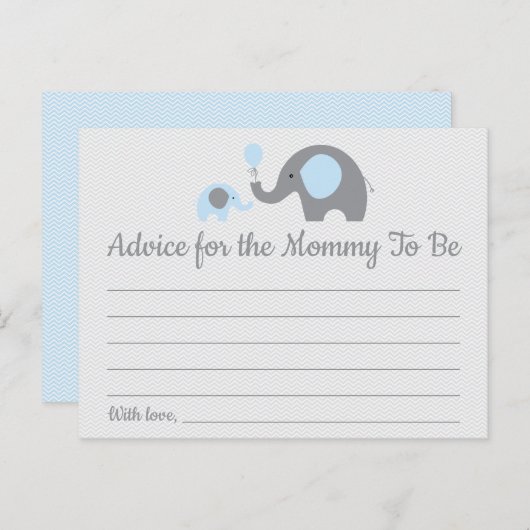 Blue Elephant Baby shower Advies voor Moeder Kaart (Voorkant / Achterkant)