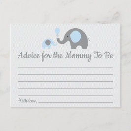 Blue Elephant Baby shower Advies voor Moeder Kaart