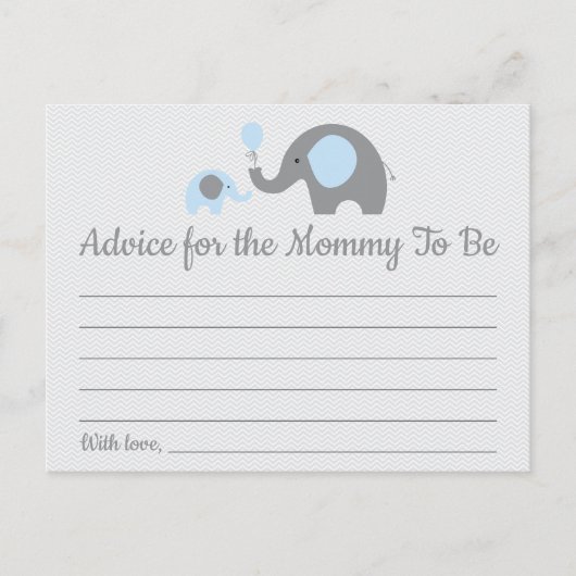 Blue Elephant Baby shower Advies voor Moeder Kaart (Voorkant)