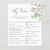 Blue Elephant Baby shower Baby Trivia Game (Voorkant)