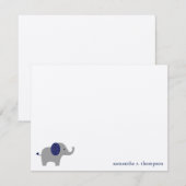 Blue Elephant Baby shower Bedankt voor je briefkaa Notitiekaartje (Voorkant / Achterkant)