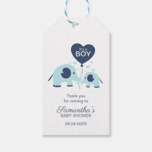 Blue Elephant Baby shower Bedankt voor je komst Cadeaulabel