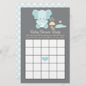 Blue Elephant Baby shower Bingo (Voorkant / Achterkant)