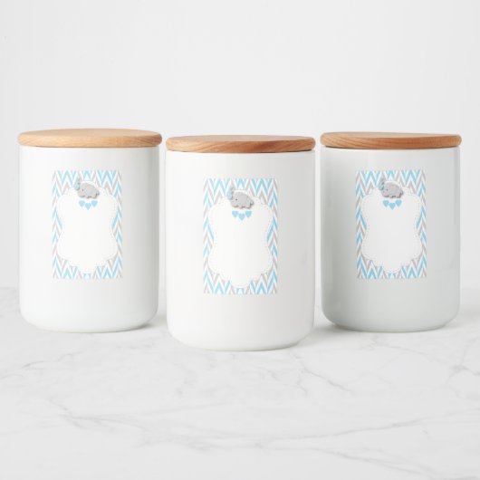 Blue Elephant Baby shower - Blank Voedselcontainer Etiket (Flessen)
