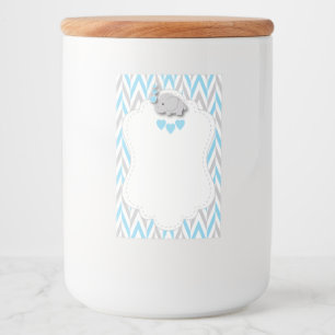 Blue Elephant Baby shower - Blank Voedselcontainer Etiket