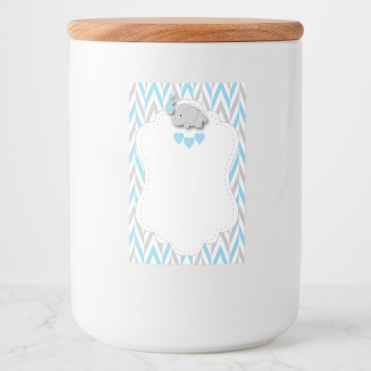Blue Elephant Baby shower - Blank Voedselcontainer Etiket (Voorkant)