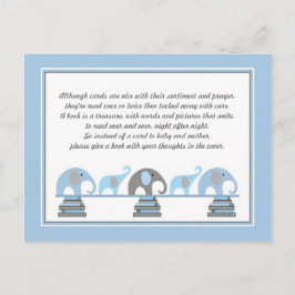 Blue Elephant Baby shower Boek Aanvraag Kaart