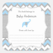 Blue Elephant Baby shower boekenplaat boek sticker (Voorkant)