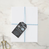 Blue Elephant Baby shower Chalk Look Dank u Cadeaulabel (Met Touw)