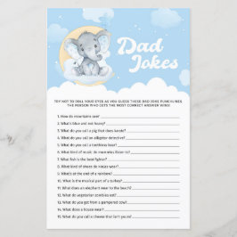 Blue Elephant Baby shower Dad Jokes Game