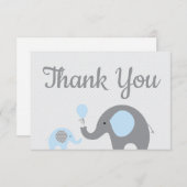 Blue Elephant Baby shower dank u kaarten plat (Voorkant / Achterkant)