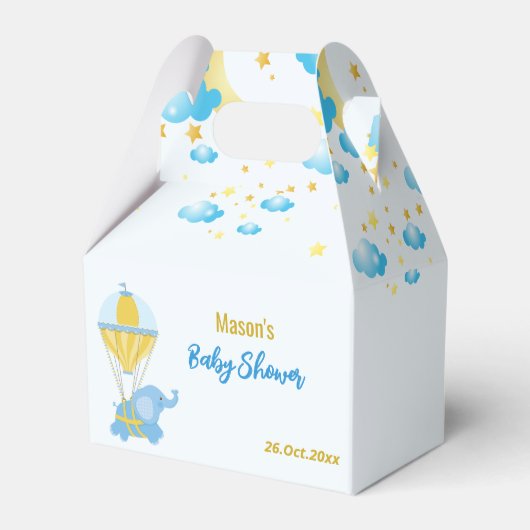Blue Elephant Baby shower Favor Boxes Bedankdoosjes (Voorkant Zijde)