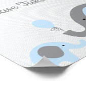 Blue Elephant Baby shower Favors Neem één teken Poster (Hoek)