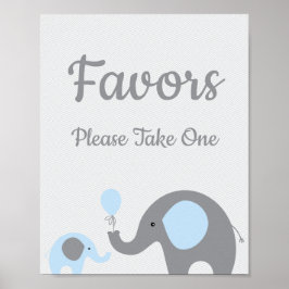 Blue Elephant Baby shower Favors Neem één teken Poster
