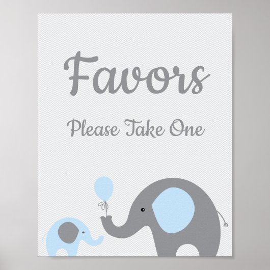 Blue Elephant Baby shower Favors Neem één teken Poster (Voorkant)