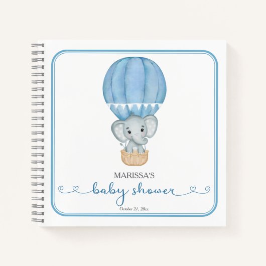 Blue Elephant Baby shower gastenboek Notitieboek (Voorkant)