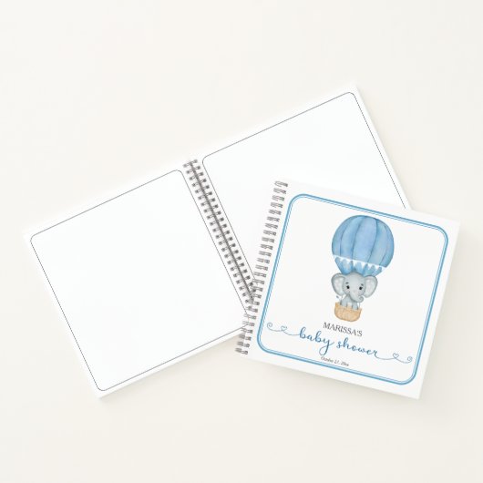 Blue Elephant Baby shower gastenboek Notitieboek (Binnen)