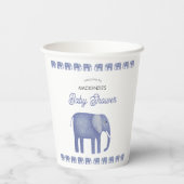 Blue Elephant Baby shower gepersonaliseerd Papieren Bekers (Achterkant)