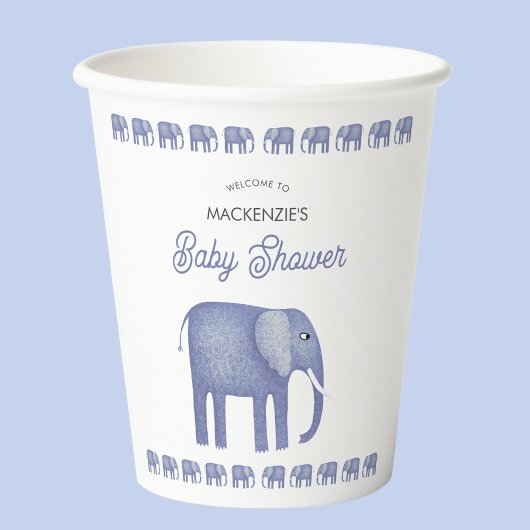 Blue Elephant Baby shower gepersonaliseerd Papieren Bekers