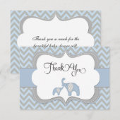 Blue Elephant Baby shower Hartelijk dank Bedankkaart (Voorkant / Achterkant)