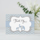 Blue Elephant Baby shower Hartelijk dank Bedankkaart (Staand voorkant)